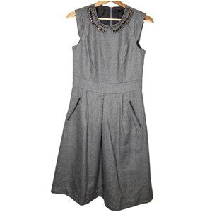 RW&CO Womens Size 0 Collared Fit and Flare Sleeveless Dress Grey Studded Pockets